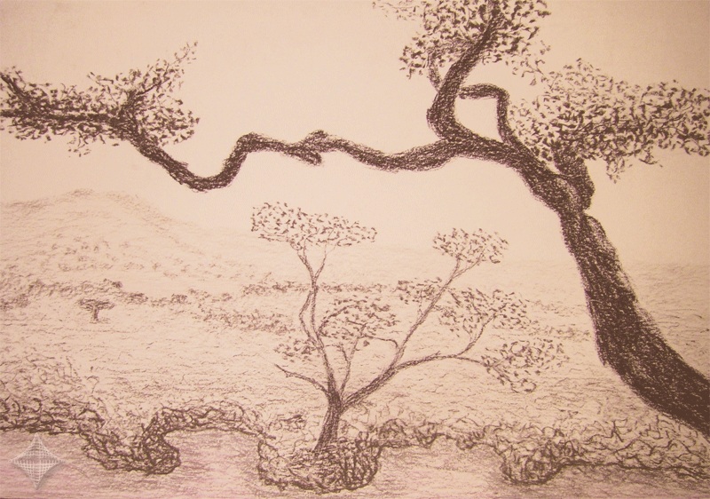 Ferne, Cont�kreide auf Pastellpappe, 50 x 35 cm